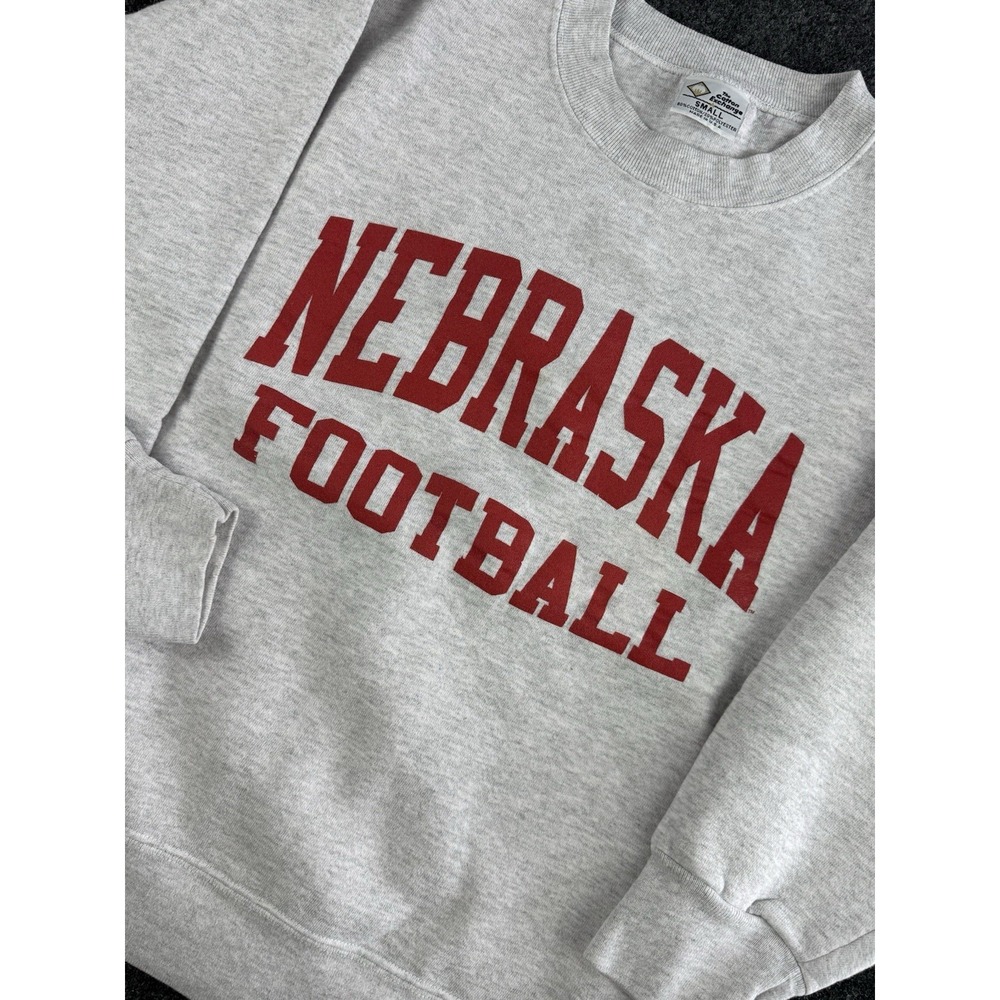 Vintage Nebraska Football Sweatshirt The Cotton Exchange USA Gray Small